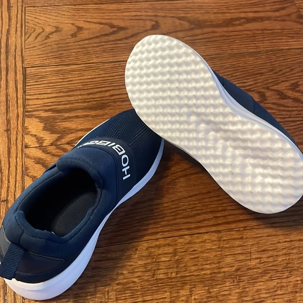 HOBIBEAR slip on boys girls walking running sneakers LIGHTWEIGHT blue white 13.5